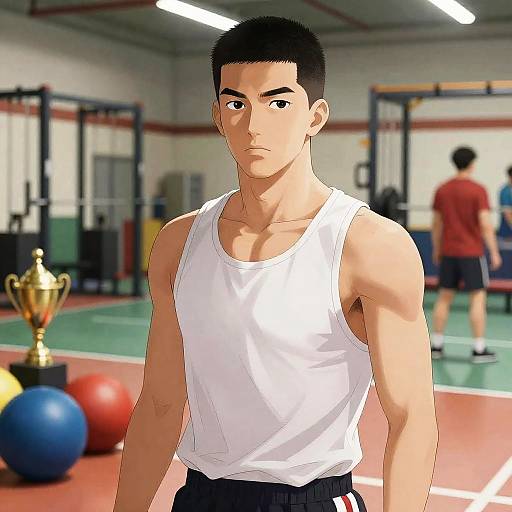 Determined Young Athlete in Gym