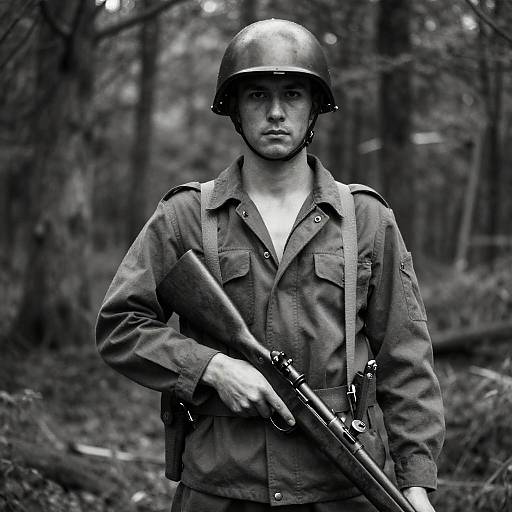 Intense Soldier in a Mystical Forest