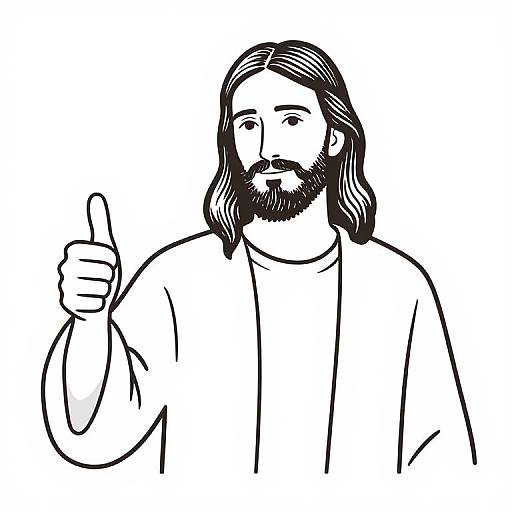 Line Art Jesus Thumbs Up
