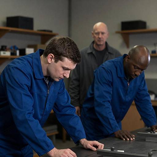 Focused Individuals in Industrial Workspace