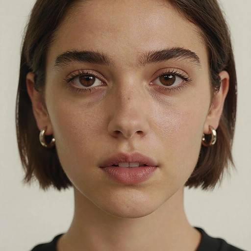 Close-up Portrait of Young Woman with Brown Eyes