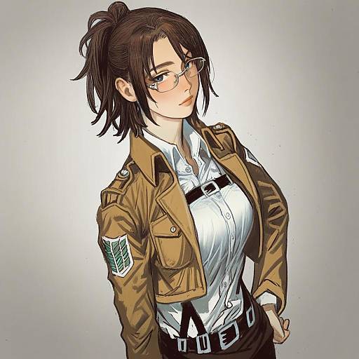 Illustration of Hange zoe, shingeki no kyojin in the style of Mossacannibalis