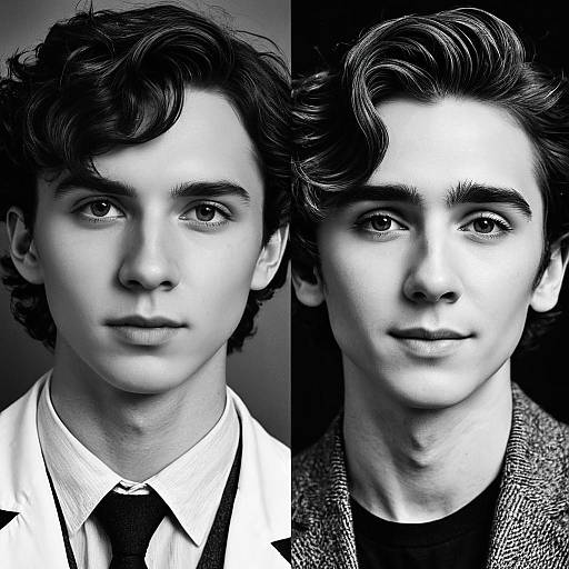 Portrait of Young Man with Curly Hair in Two Styles