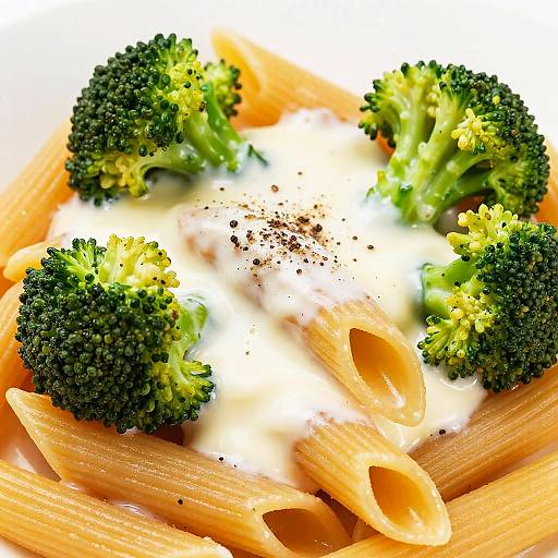 Close-Up Penne Pasta with Broccoli