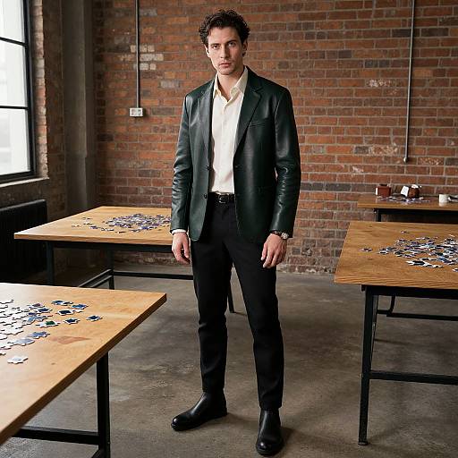 Confident Man in Stylish Industrial Wear