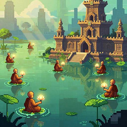 Pixel Art Ancient Sunken Temple