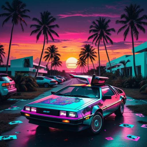 Epic Retro Alien Landscape with Vibrant Sunset