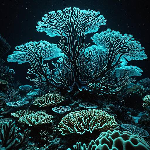 Bioluminescent Coral Structures on Abyssal Ocean Floor