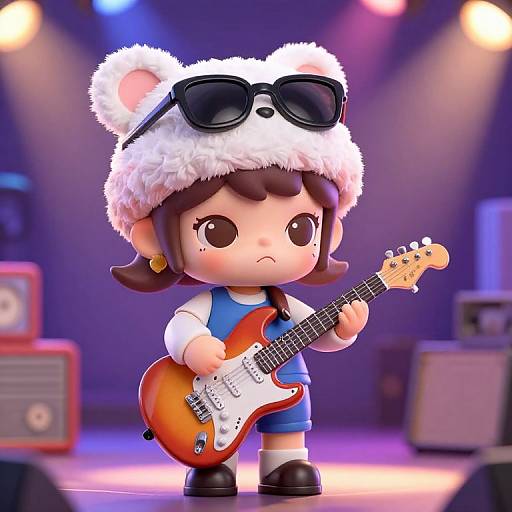 Chibi Girl Rocking Electric Guitar