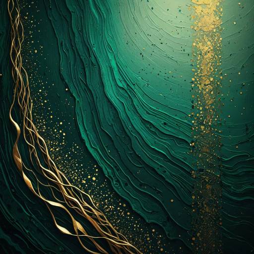 Deep Emerald and Gold Abstract Texture