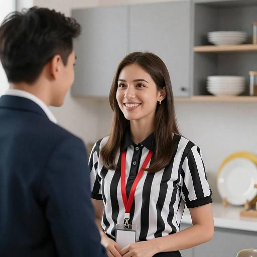 Referee Discusses in Modern Kitchen