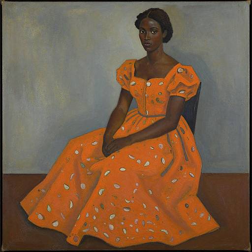Seated Woman in Orange Dress