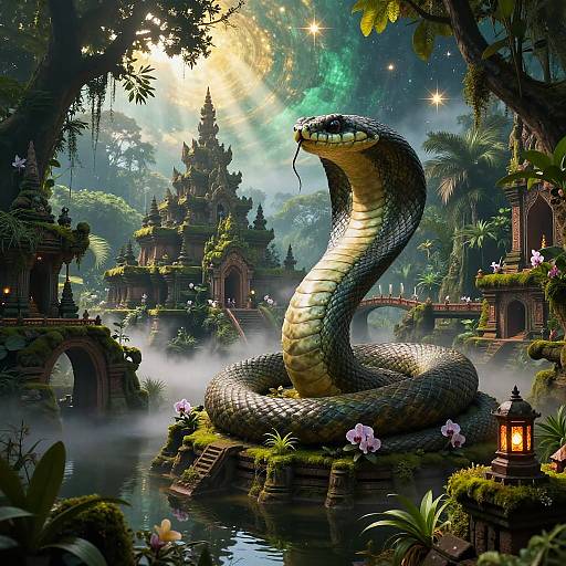 Serpent Encircling Ancient Ziggurat