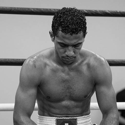 Muscular Boxer in Dramatic Black and White