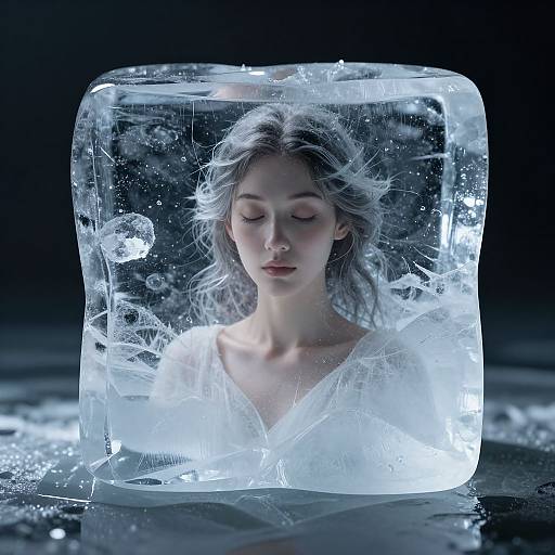 Ethereal Woman Frozen in Ice