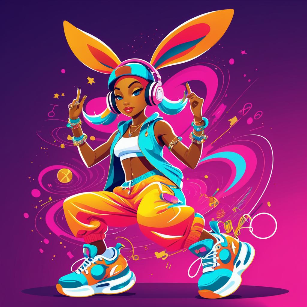 Energetic Female Rabbit Hip-Hop Character