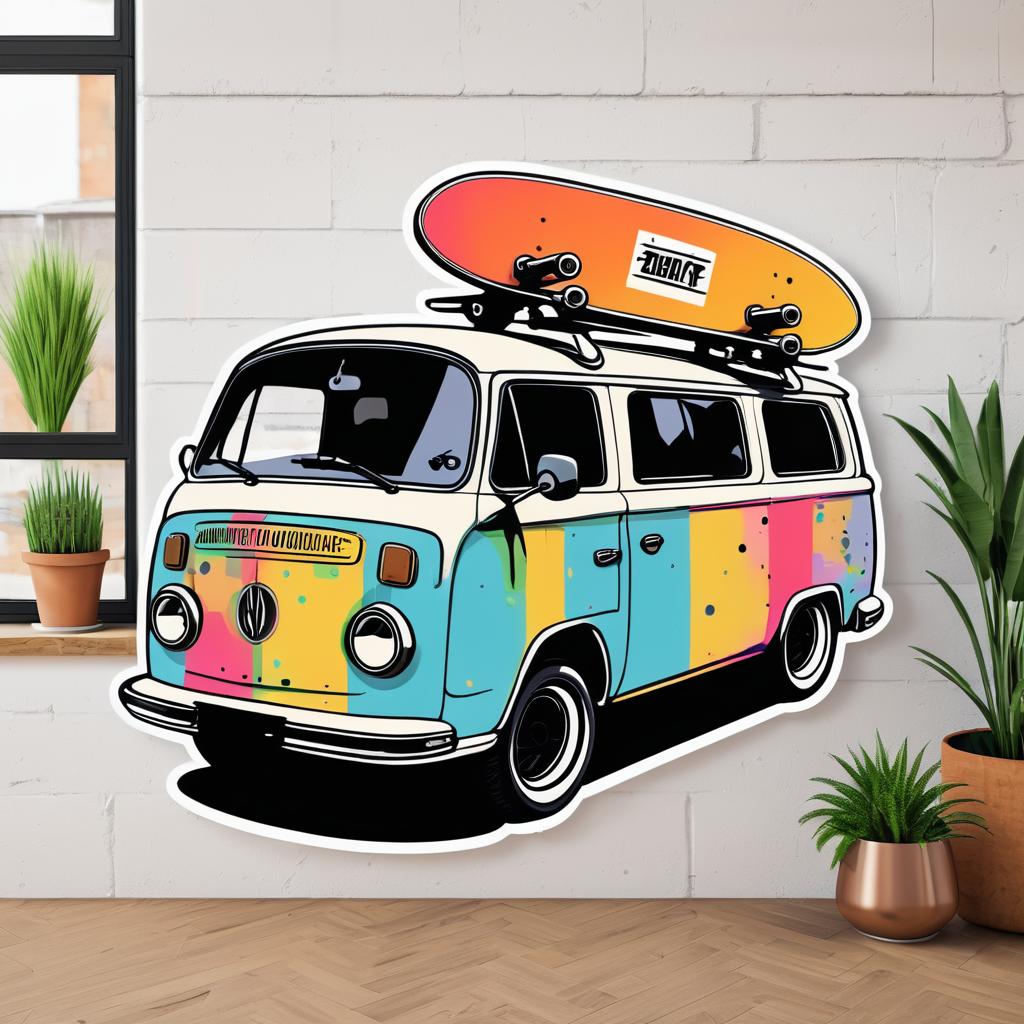 Funky Oversized Skateboard Sticker Design