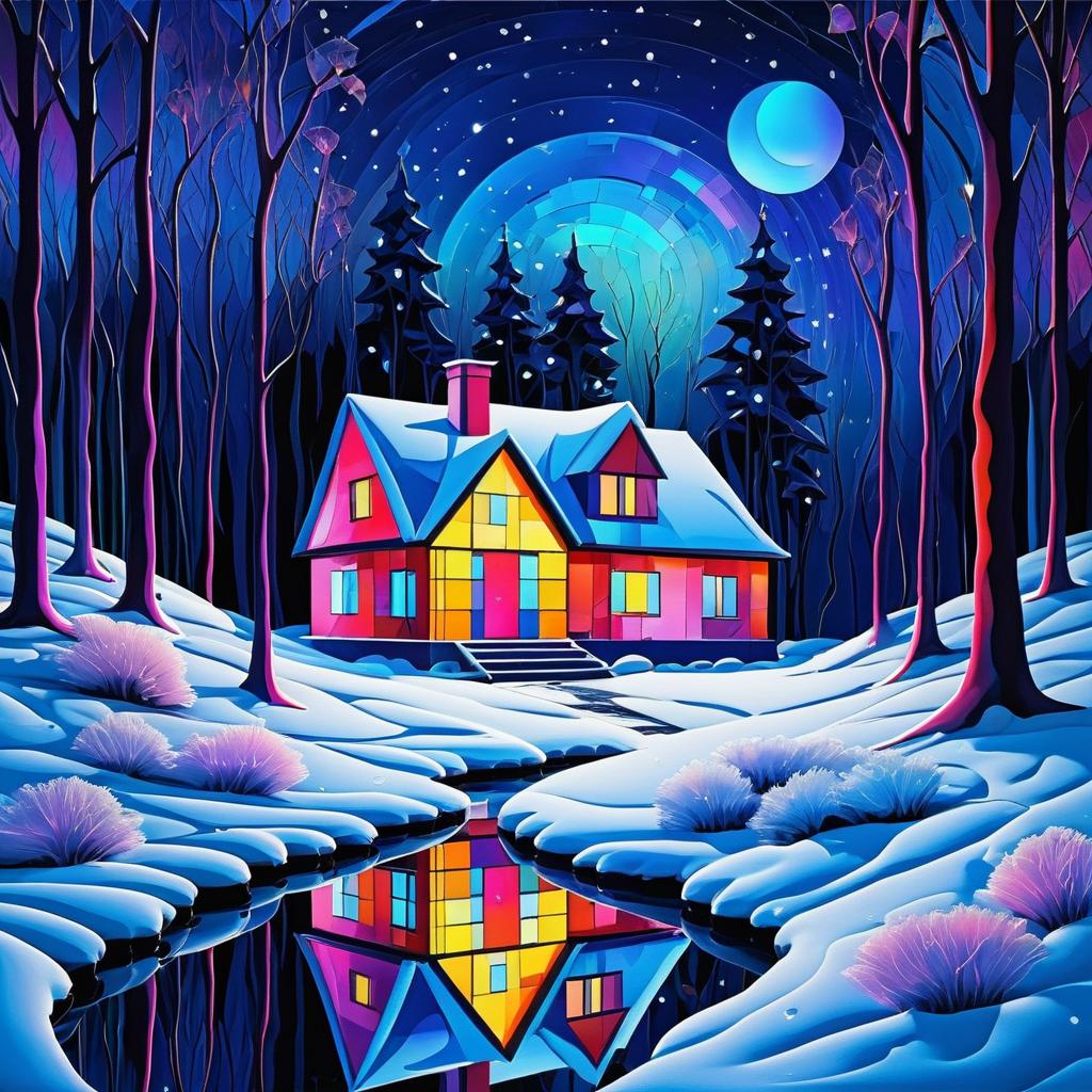 Mystical Winter Landscape with Vivid Art Style