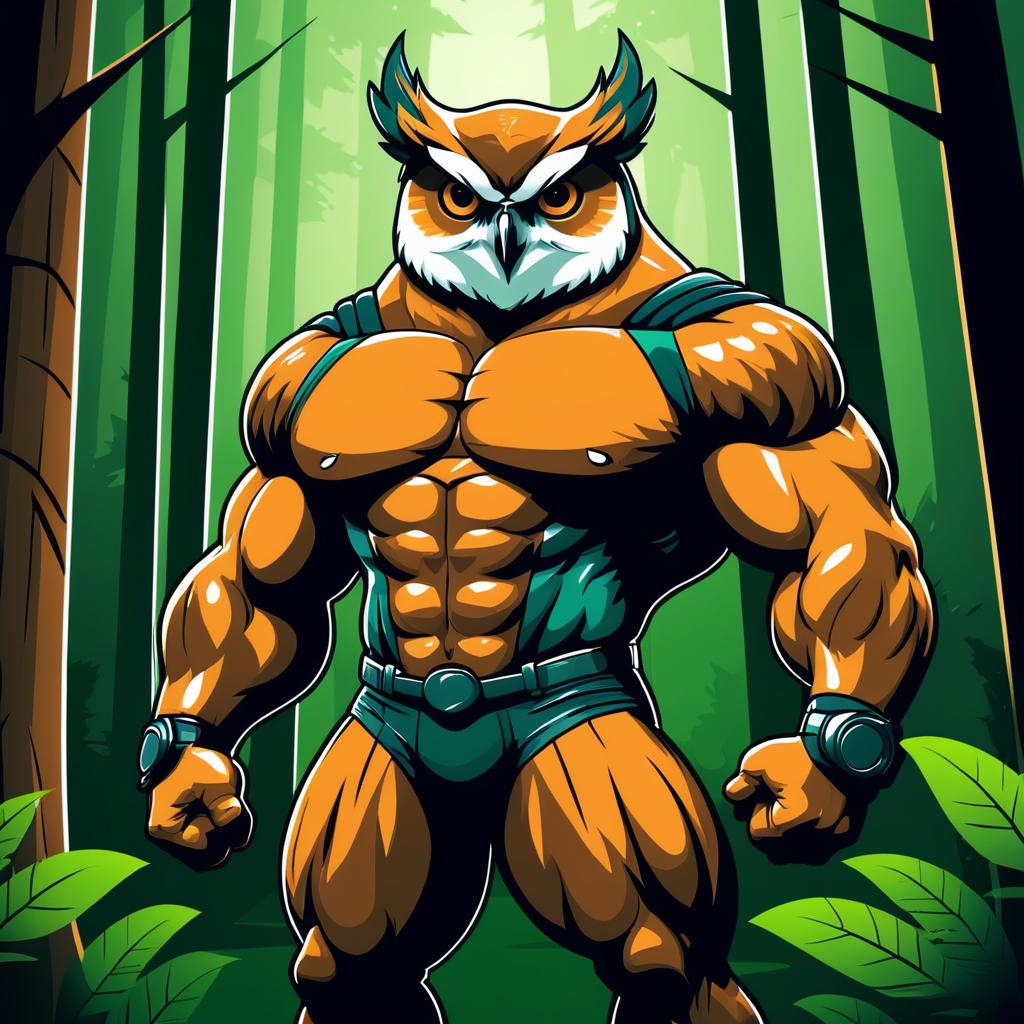 Buff Owl Champion in a Serene Forest