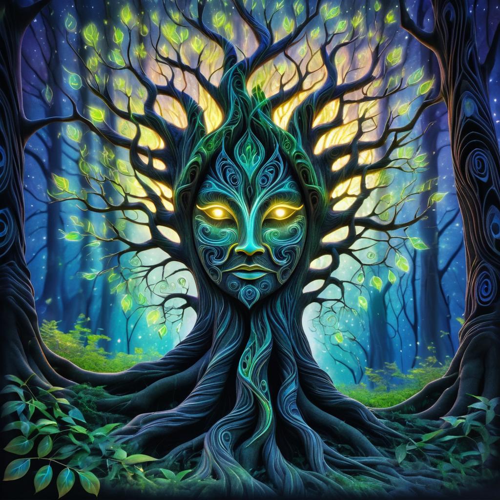 Enchanted Tree Spirit in Dusk Forest