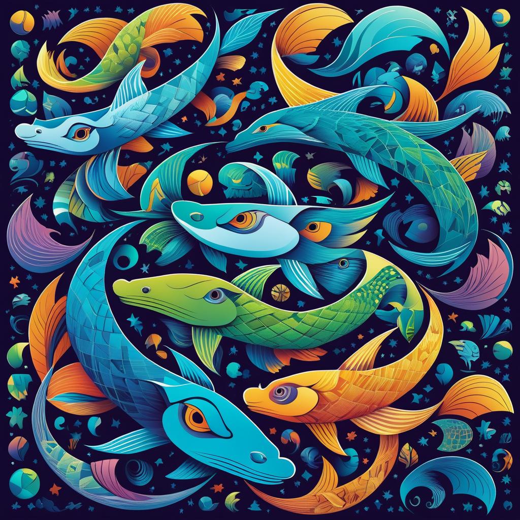 Whimsical Creatures in Escher Style