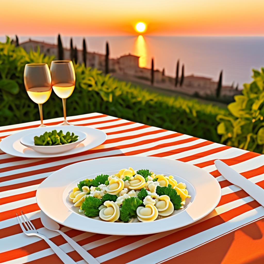 Italian Dinner at Sunset Table Setting