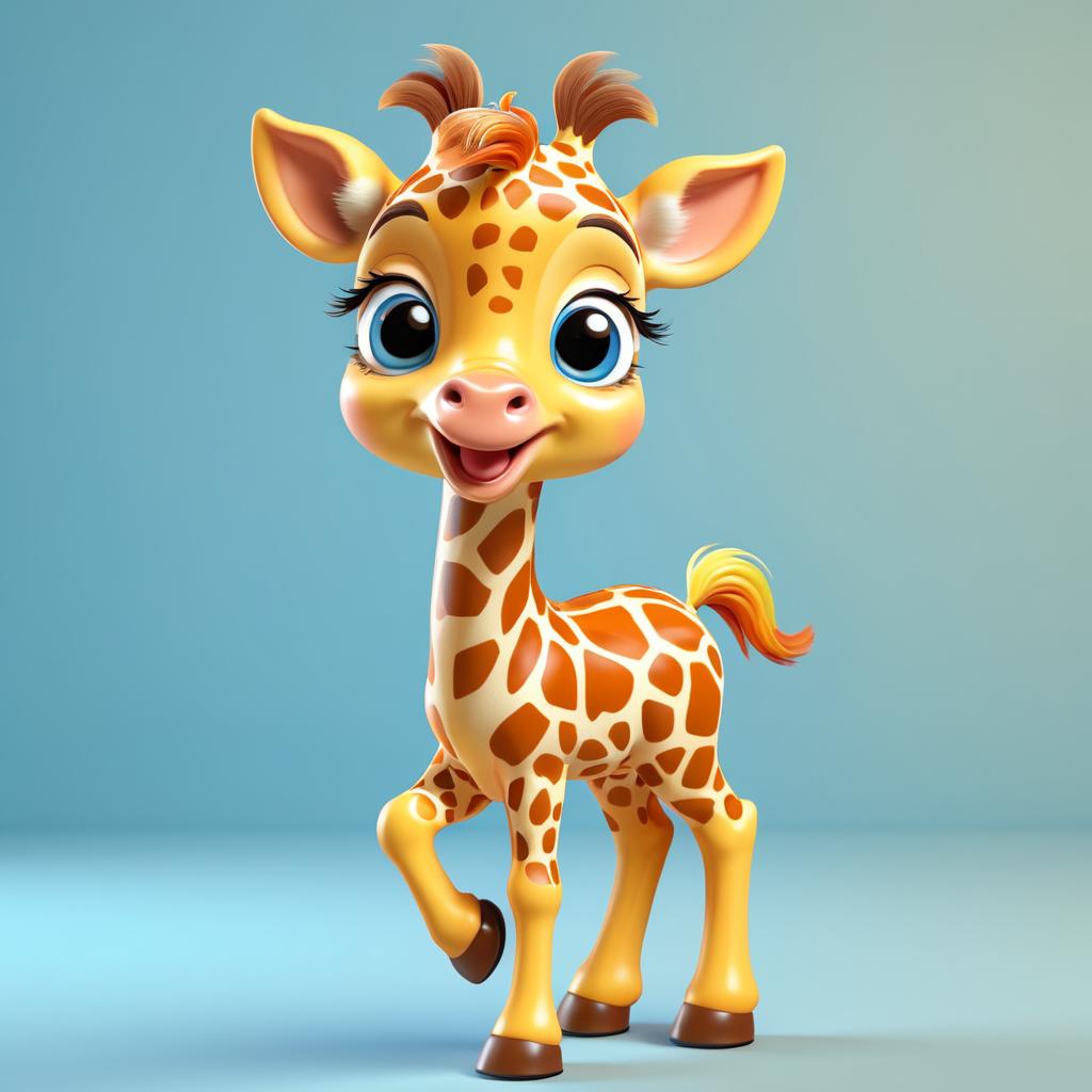 Adorable Flapper Giraffe in Cartoon Style