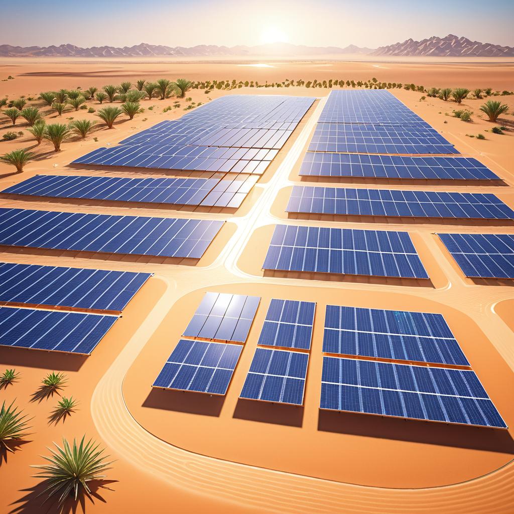 High-Tech Solar Irrigation in Desert Landscape