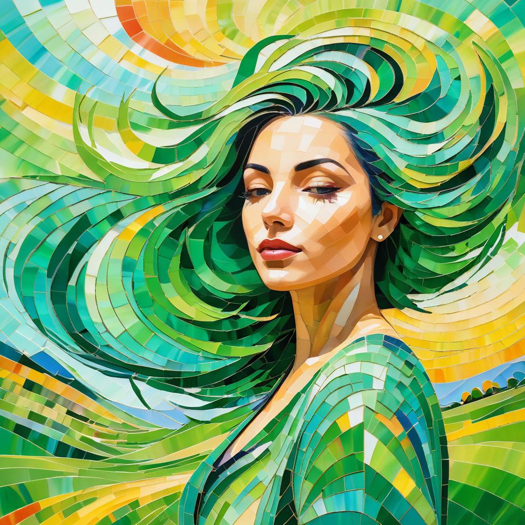 Vibrant Mosaic Portrait of Serenity