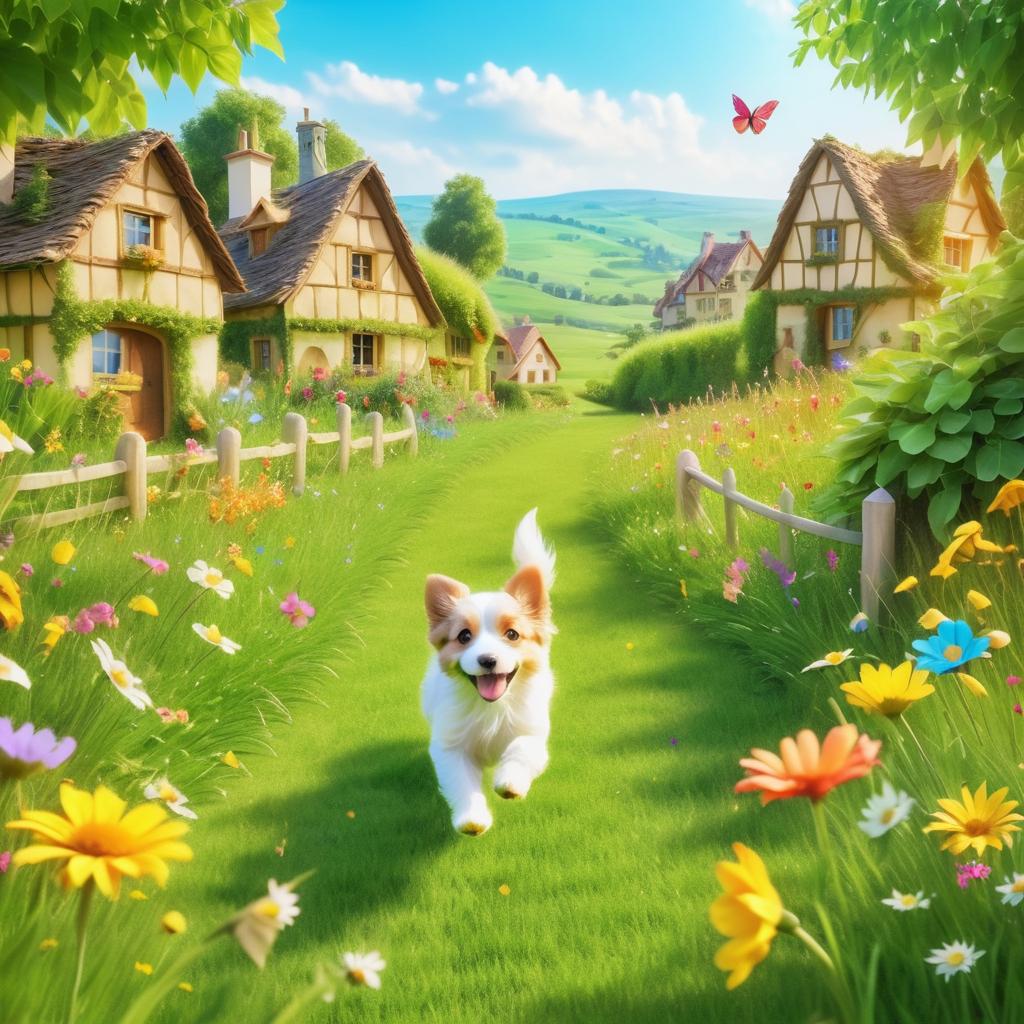 Playful Puppy in a Fairytale Meadow