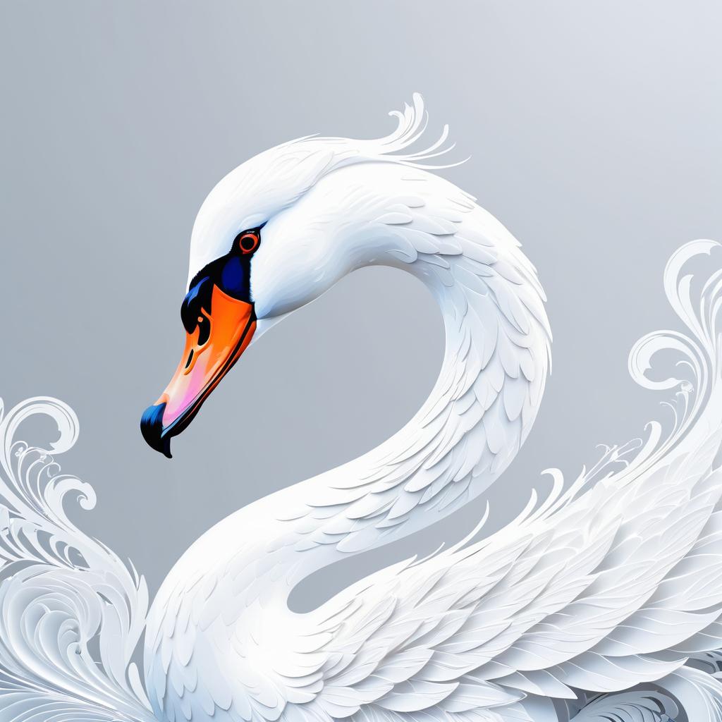 Elegant White Swan Portrait in Detail