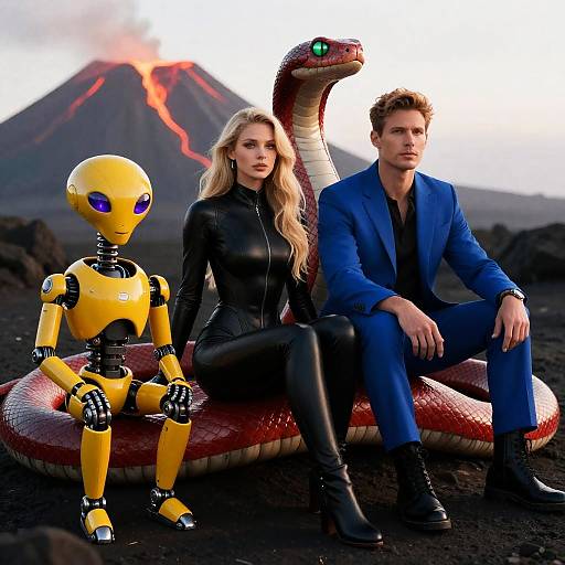Cyborg Couple with Robotic Snake