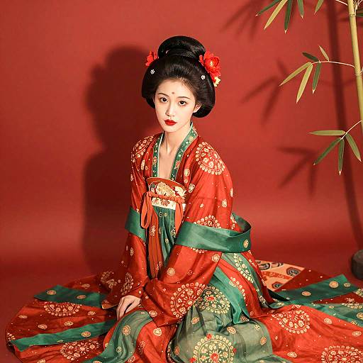 Elegant Asian Woman in Traditional Attire