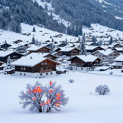 Serene Winter Alpine Village Glow