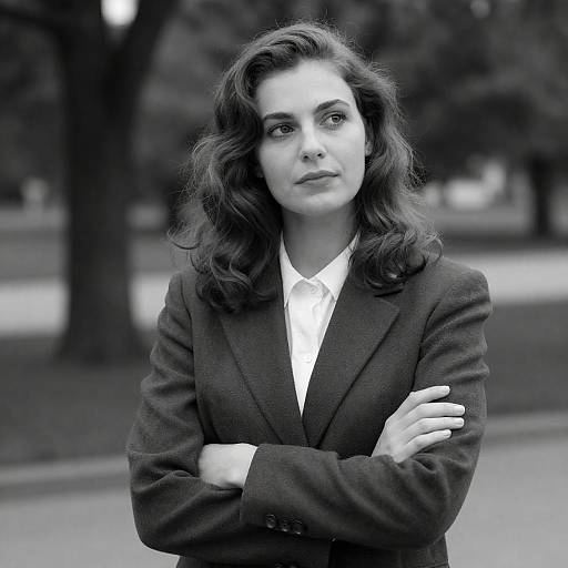 Thoughtful Vintage Black-and-White Outdoor Portrait