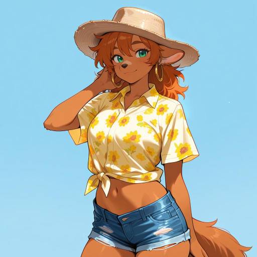 Cowgirl in Colorful Floral Outfit Cowgirl in Colorful Floral Outfit
