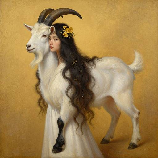 Surreal Portrait of Woman Morphing into Goat