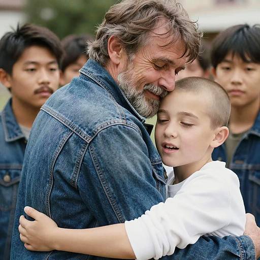 Warm Denim Hug Between Generations