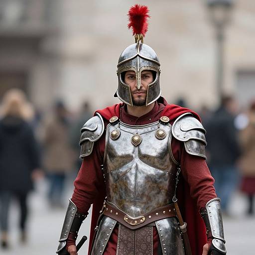 Gladiator Armor With Red Cape