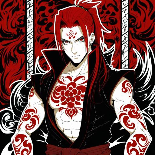 Illustration of Abarai renji, bleach in the style of Nada haruka