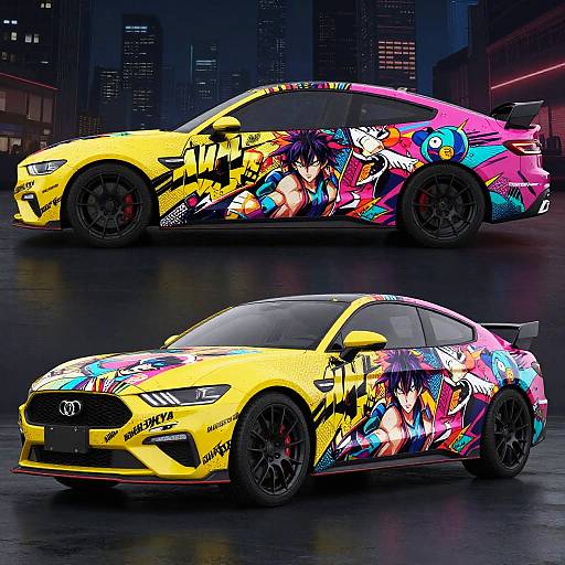Vibrant Anime Vehicle Wrap Design