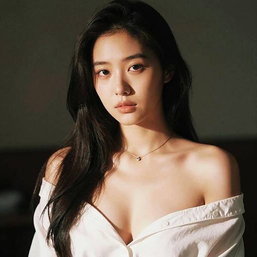 Portrait of Woman in Off-Shoulder Shirt