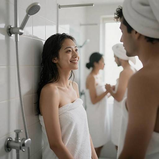 Joyful Moments in an Industrial Shower