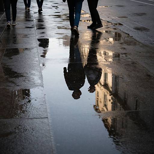 Surreal City Reflections on Pavement