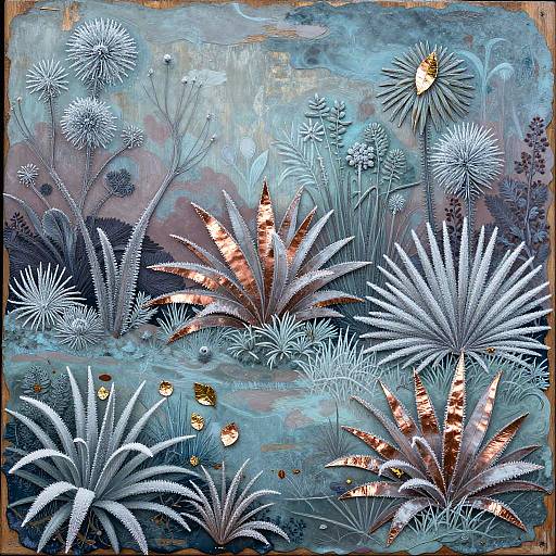 Frosted Alien Botanical Encaustic Art