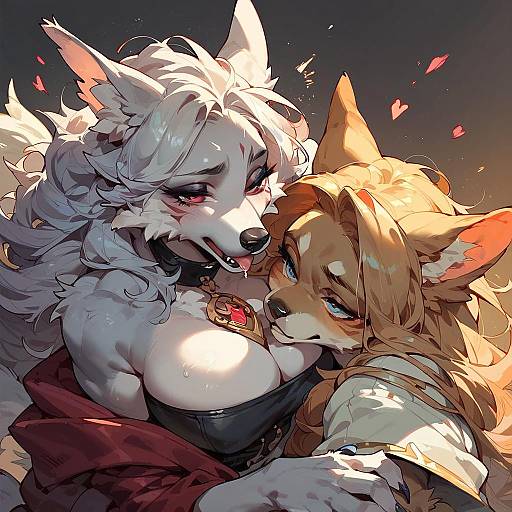 Anthro Wolf Girls Embrace