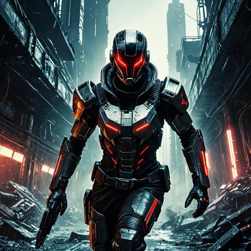 Android Assassin in Cyberpunk Dystopian Wasteland