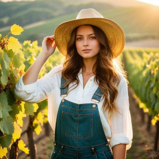 Serene Young Woman in Vineyard Sunset