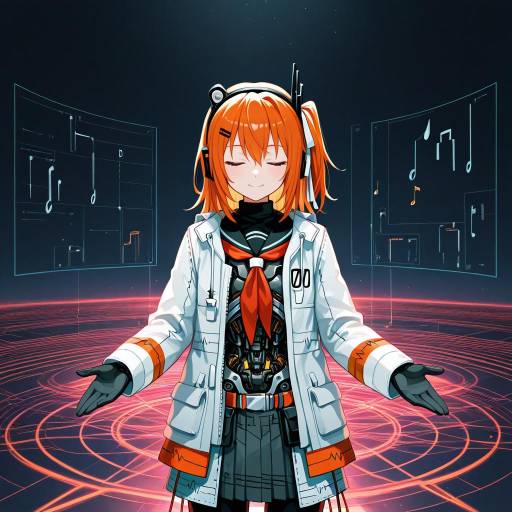 Joyful Android Girl in Cowboy Shot