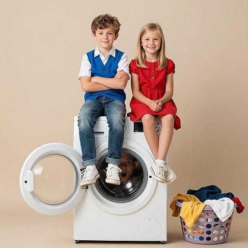 Whimsical Moment on a Washing Machine